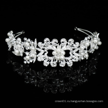 Серебряные украшения для волос ручной работы Noble Bling Crystal Pearl Свадебные ободки для волос Свадебные головные уборы Ювелирные изделия женщина